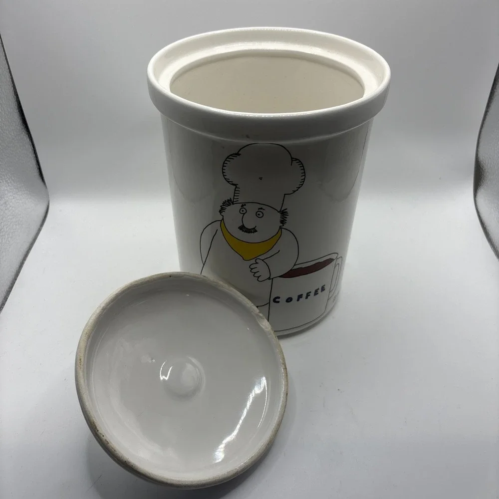 Vtg Barney Saltzberg Chefs Cartoon 1983 Ceramic Coffee‎ Canister Cookie Jar READ